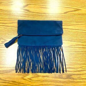 BCBG Max Azaria, fringe suede clutch purse or shoulder bag